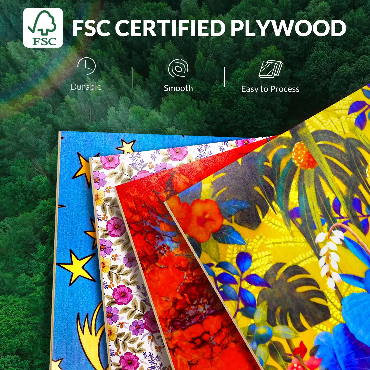 Double-sided UV Ink Printed Patterned Color Plywood - Image 4